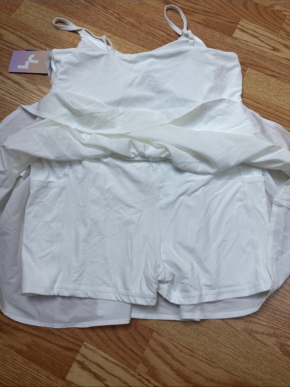 JoyLab White Active Dress Built-In Shorts Adjustable Straps NWT L - Picture 3 of 4